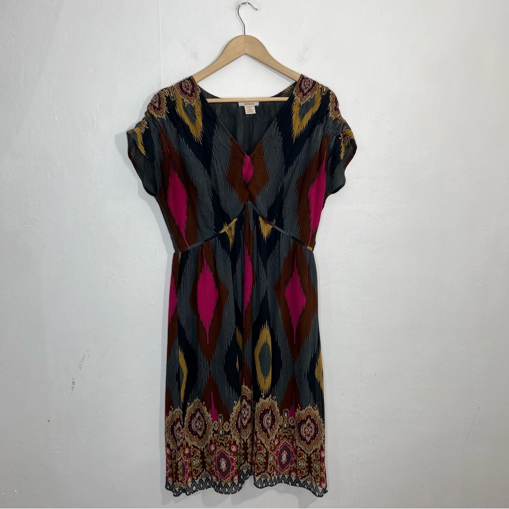 Sundance Silk Black Aztec Boho Southwestern Festival Dress Size 12